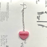 Pink BTS Candy Heart Dangly Earrings