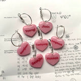 Pink BTS Candy Heart Hoop Earrings