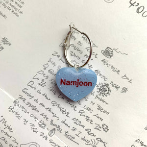 Blue BTS Candy Heart Hoop Earrings