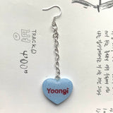 Blue BTS Candy Heart Dangly Earrings