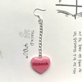 Pink BTS Candy Heart Dangly Earrings