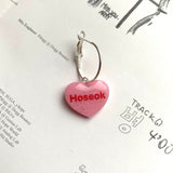 Pink BTS Candy Heart Hoop Earrings