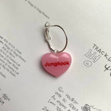 Pink BTS Candy Heart Hoop Earrings