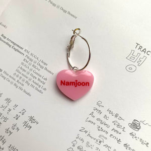 Pink BTS Candy Heart Hoop Earrings