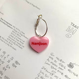 Pink BTS Candy Heart Hoop Earrings