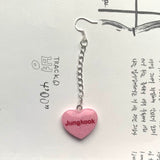 Pink BTS Candy Heart Dangly Earrings