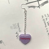 Purple BTS Candy Heart Dangly Earrings