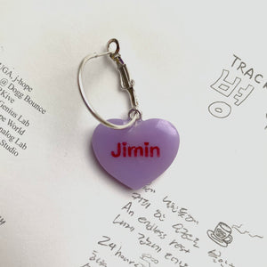 Purple BTS Candy Heart Hoop Earrings