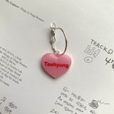 Pink BTS Candy Heart Hoop Earrings