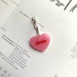 Pink BTS Candy Heart Hoop Earrings