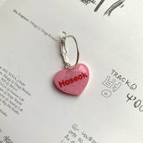 Pink BTS Candy Heart Hoop Earrings