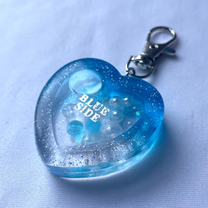 Blue Side Heart Shaker Keychain