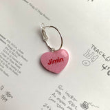 Pink BTS Candy Heart Hoop Earrings