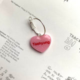 Pink BTS Candy Heart Hoop Earrings