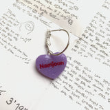 Purple BTS Candy Heart Hoop Earrings