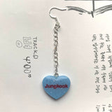 Blue BTS Candy Heart Dangly Earrings