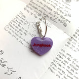 Purple BTS Candy Heart Hoop Earrings