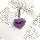 Purple BTS Candy Heart Hoop Earrings