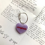 Purple BTS Candy Heart Hoop Earrings