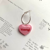 Pink BTS Candy Heart Hoop Earrings