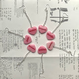 Pink BTS Candy Heart Dangly Earrings