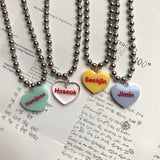 Clear, Green, Blue & Yellow BTS Candy Heart Necklace