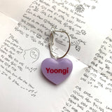 Purple BTS Candy Heart Hoop Earrings