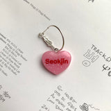 Pink BTS Candy Heart Hoop Earrings