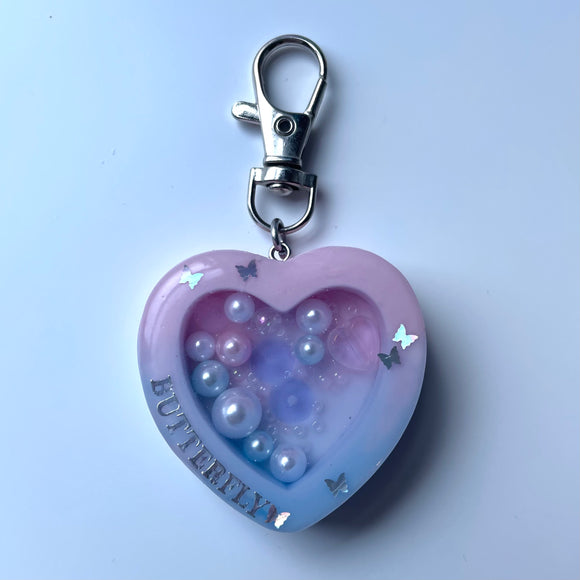 Butterfly Heart Shaker Keychain